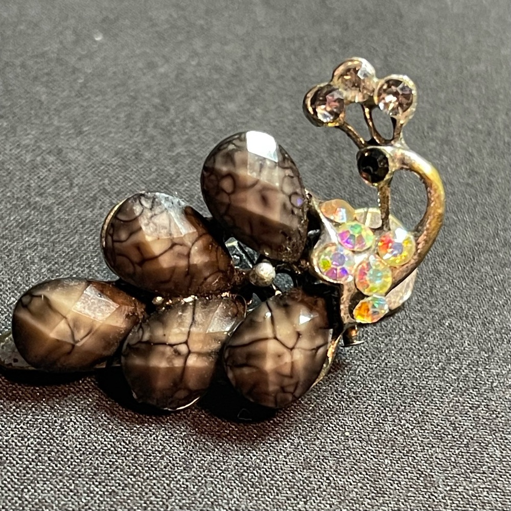 Vintage Etched Metal Peacock Scarf Clip | Mid‑Century Boho Accessory